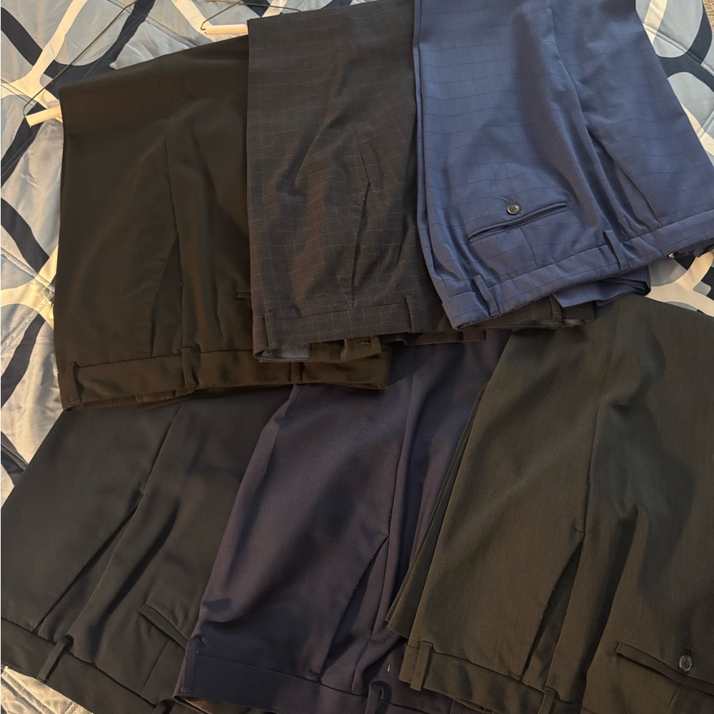 Men's Dress Pants - Black Navy Lot of SIX 36x29 Always Dry Cleaned Gently Worn